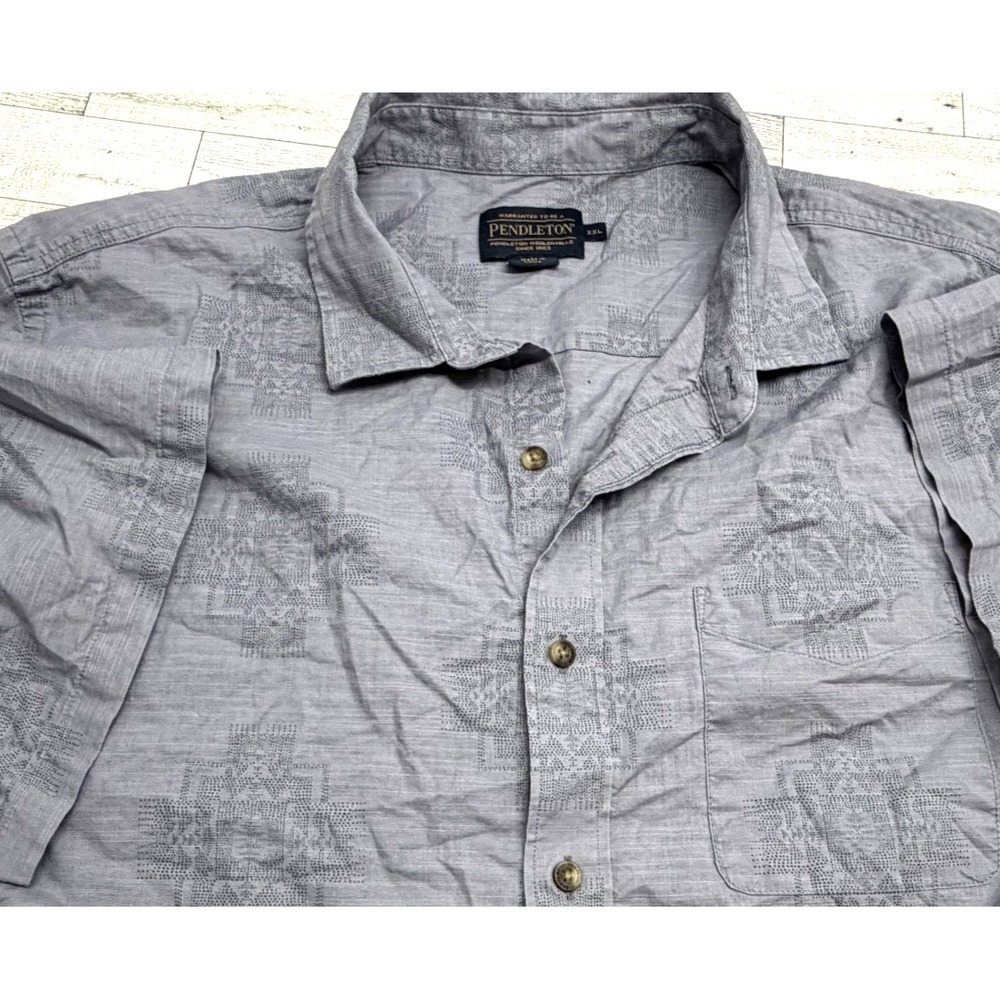 Pendleton Men's Gray Shoreline Print Aztec Short Sleeve Western Shirt XXL